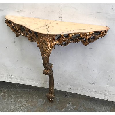Small Vintage Rococo Style Console with Marble Top