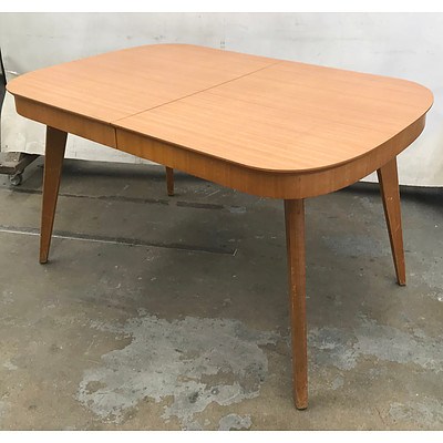 Fabulous Chiswell Retro Extension Dining Table with Original Green Vinyl Upholstery Dated 1959
