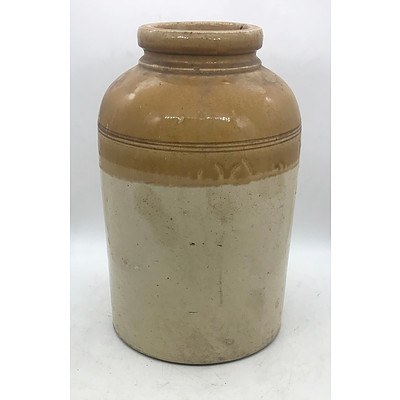 Antique Stoneware Jar and An Antique Iron