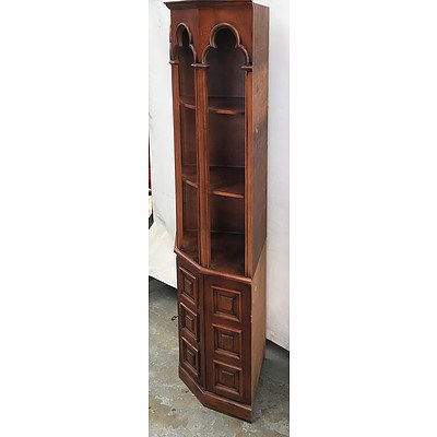 Pair Of Vintage Corner Units with Panelled Cupboards and Arched Display Nooks