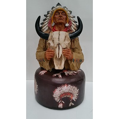 Indian Chief Statue On Cushion