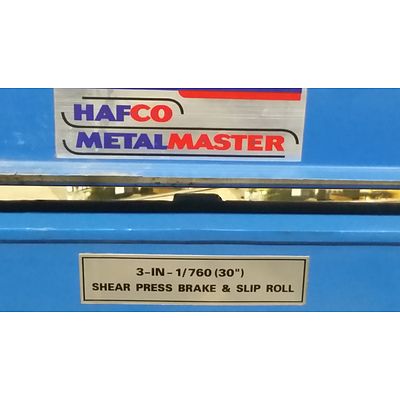 Hafco Metal Master Three in One Shear, Press Brake and Slip Roll