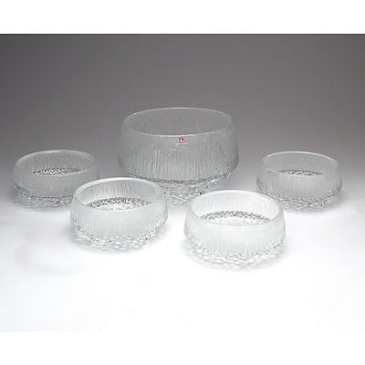 Five Iittala 'Ultima Thule' Glass Bowls Designed by Tapio Wirkkala