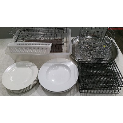Selection of Commercial Crockery, Cooling Racks, Baskets and Trays