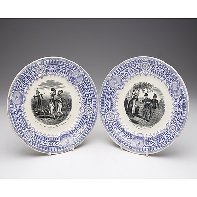 Two Late 19th Century French Sarreguemines Transfer Printed Plates