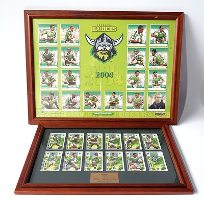 Two Sets of Framed Raiders Cards, Circa 2004