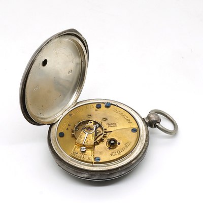 Sterling Silver Cased Elgin Pocket Watch, Birmingham