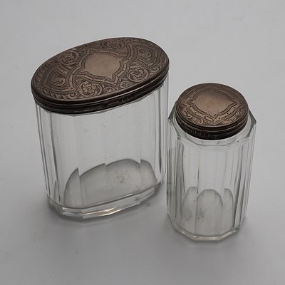 Two Victorian Sterling Silver and Cut Crystal Jars, London, 1879