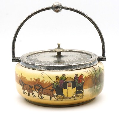 Royal Doulton, Coaching Days Biscuit Barrel, Mid 20th Century