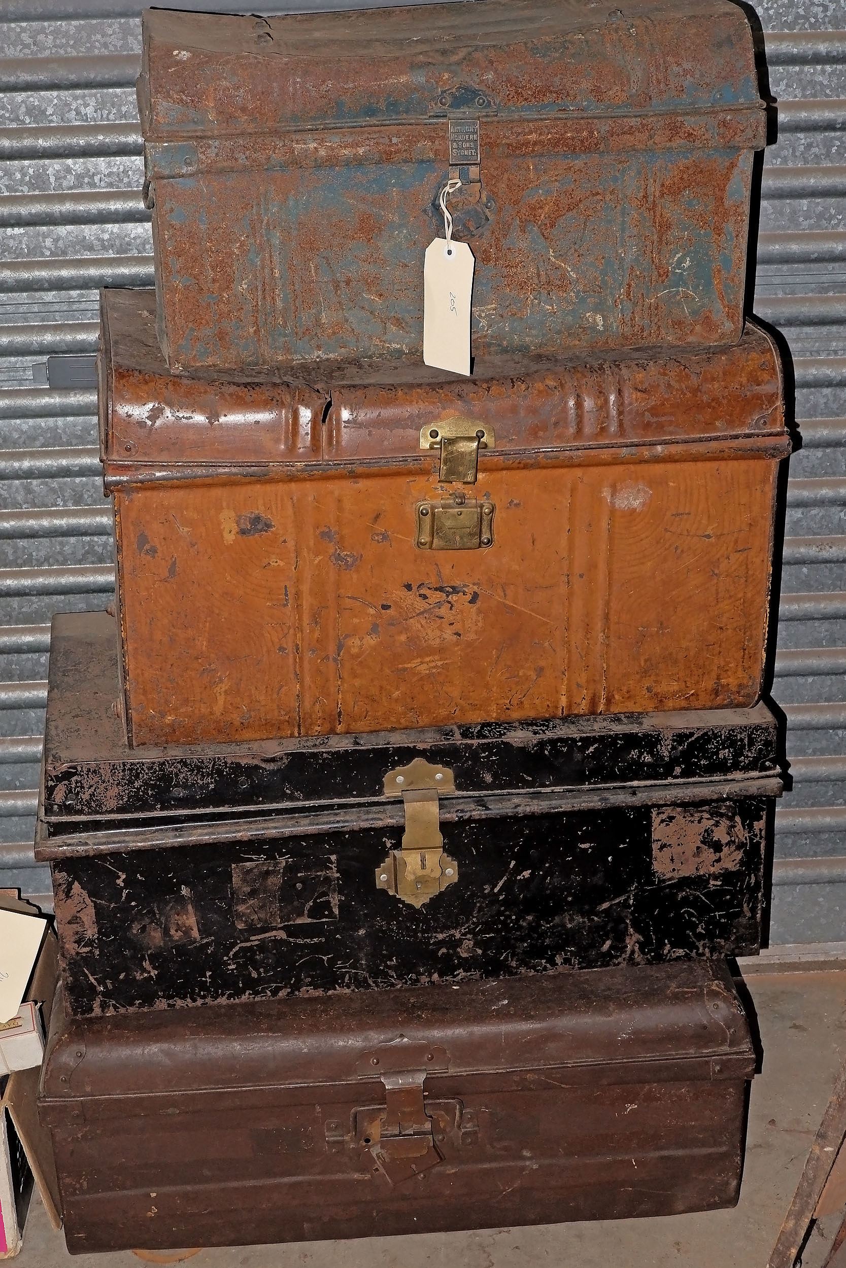 Four Vintage Tin Trunks Lot 1116392 ALLBIDS