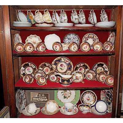 Cabinet Contents, Including 1820s English Porcelain Part Tea Service and More