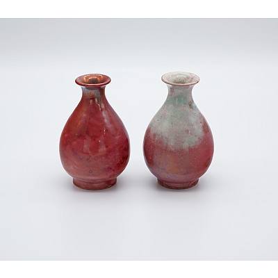 Pair of Gustav Otto Reuss Copper Lustre Flambe Vases