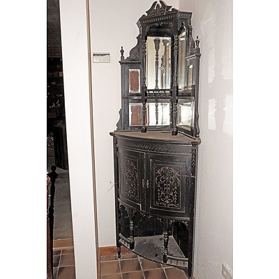 Late Victorian Aesthetic Movement Japanned Corner Cabinet