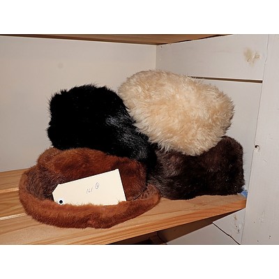 Four Vintage Ladies Fur and Wool Hats, Including McDougall Sydney