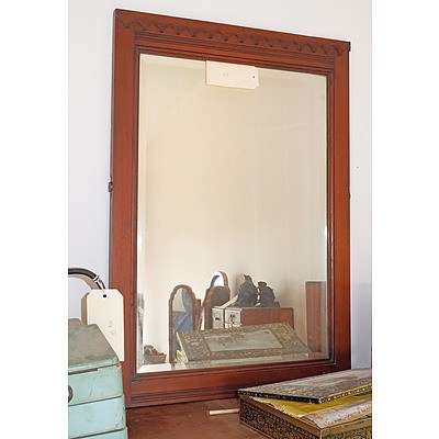 Vintage Cedar Bevelled Glass Dresser Mirror