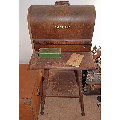 Singer Sewing Machine with Painted Maple Beard & Watson Side Table