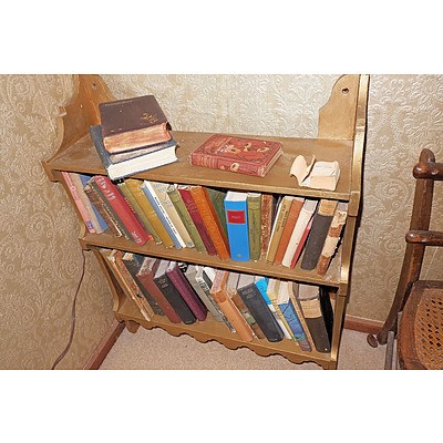 Painted Hanging Wall Shelf, Including Various Old Books 