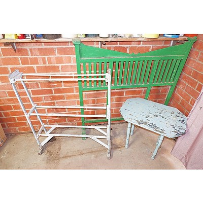 Primitive Painted Towel Rail, Side Table and Screen Frame