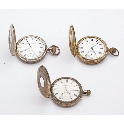 Elgin Rolled Gold Cased Pocket Watch, Hardy Bros Sterling Silver Cased Pocket Watch and a Standard Watch Co for Angus and Coote