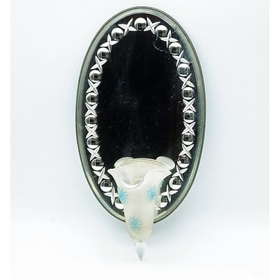 Antique Wall Mirror with Attached Venetian Vase (or Holy Water Font)