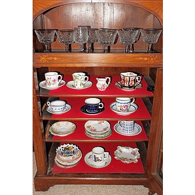 Cabinet Contents Including Porcelain and Glass as Shown