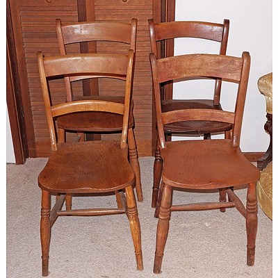 Four Antique Elm Cottage Chairs