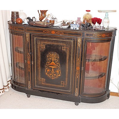 French Napoleon III Ebonized, Ormolu Mounted and Inlaid Credenza, 3rd Quarter of the 19th Century