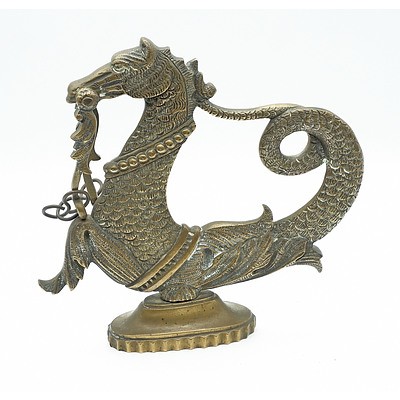 Antique Venetian Cast Brass Hippocampus Oar Lock