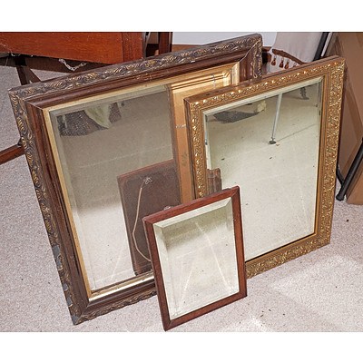Three Old Bevelled Glass Mirrors