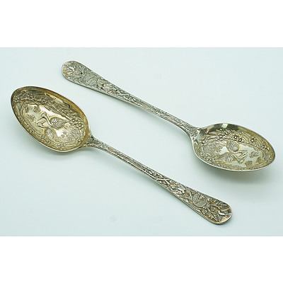 Pair of Victorian Silver Plated Berry Spoons, Circa 1880