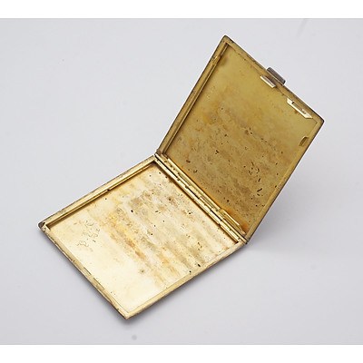 Sterling Silver Cigarette Case with Engine Turning and Gilt Interior, Birmingham, Hardy Bros, 1926