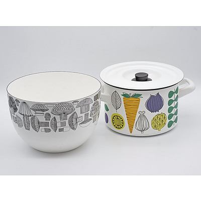 Two Retro Enamelled Kitchen Wares, Including Finel Finland Bowl