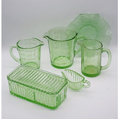 Various Green Depression Glass