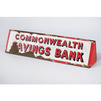 Porcelain & Tin Commonwealth Savings Bank Sign