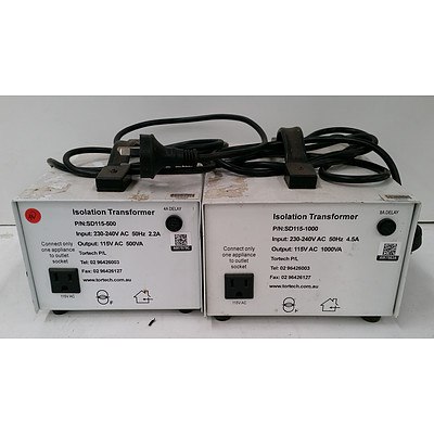 2x Tortech Isolation Transformers Models: SD115-500, SD115-1000