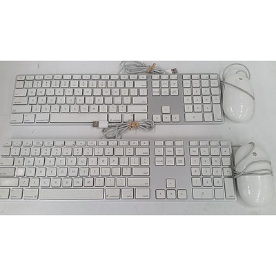 Two USB Apple Keyboards With Mice