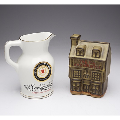 The Pig and Whistle Ceramic Money Box and Old Smuggler Finest Scotch Whiskey Milk Jug