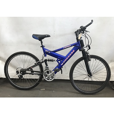 Two Dual-Suspension Mountain Bikes Including Mongoose D40 and Chromium MGX and One Custom Freestyle Scooter