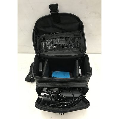 JVC Video Camera with Inca Travel Bag Including Remote and Charging Accessories