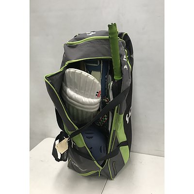 Kookaburra Wheelie Cricket Bag Containing Cricket Kit and more