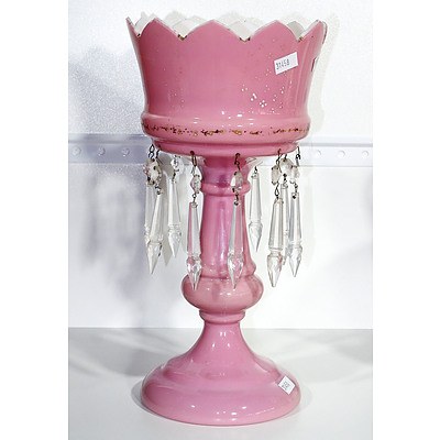 Victorian Pink Cased Opaline Glass Lustre