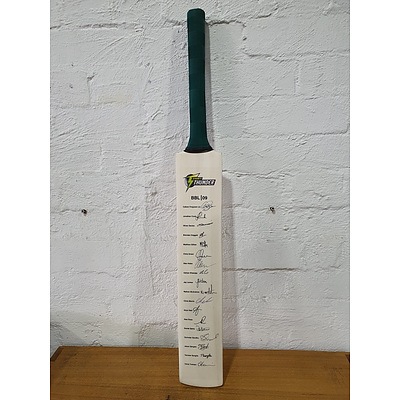 Cricket bat signed by the Sydney Thunder 2020 Big Bash league squad.