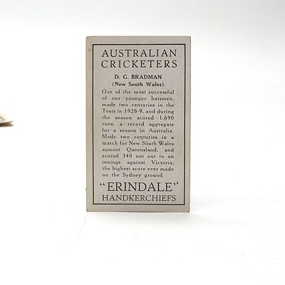 Eighteen 1930 Erindale Handkerchiefs Australia Cricket Cards