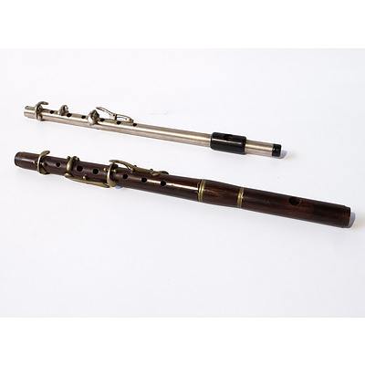 1930's Australian Sterling Fyfye Five Key Flute and Stanley Johnston Flute
