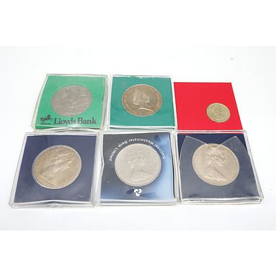 Group of Six Proof Coins, Including 1980 New Zealand One Dollar, 1977 H.M. Queen Elizabeth II Silver Jubilee Coin and More