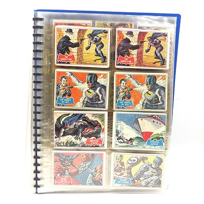 Forty Eight 1966 Batman Trading Cards, Including No 10 Cycling Crusader, No 1 The Ghostly Foe, No 1 The Jokers Icy Jest and More
