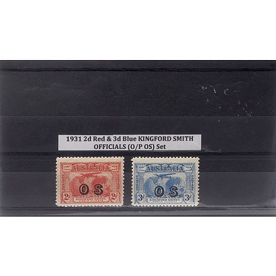 1931 2d Red & 3d Blue Kingford Smith Officials (O/P OS) Set