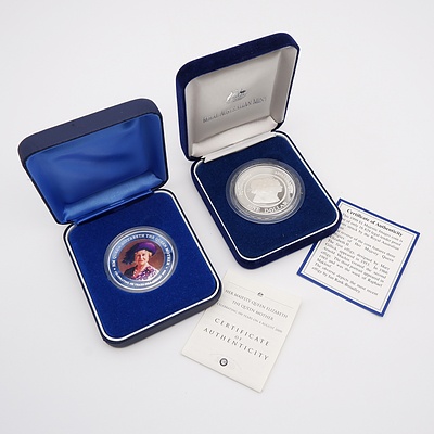 RAM 1991 Majestic Images $1 Silver Proof Coin and Perth Mint 2000 Queen Mother Silver Coin
