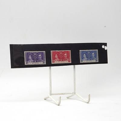 1937 King George VI Coronation Stamp Set 1d - 2 1/2d