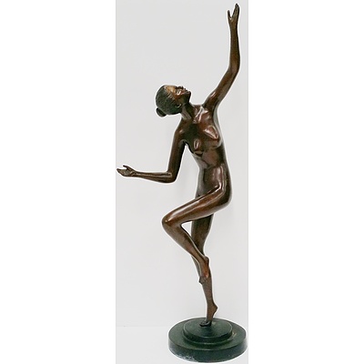 Reproduction Art Deco Style Nude Bronze Lady Statue